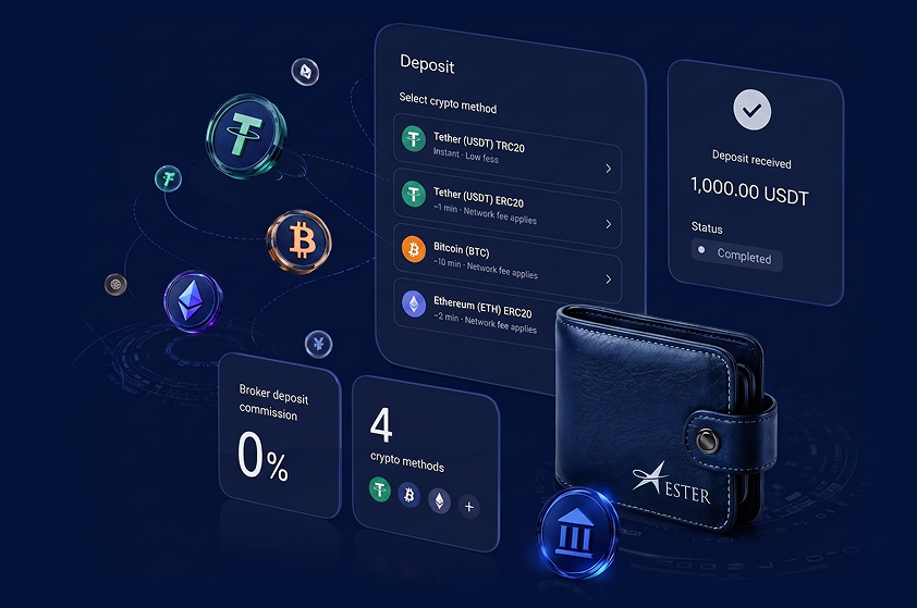 Ester account replenishment crypto payment interface