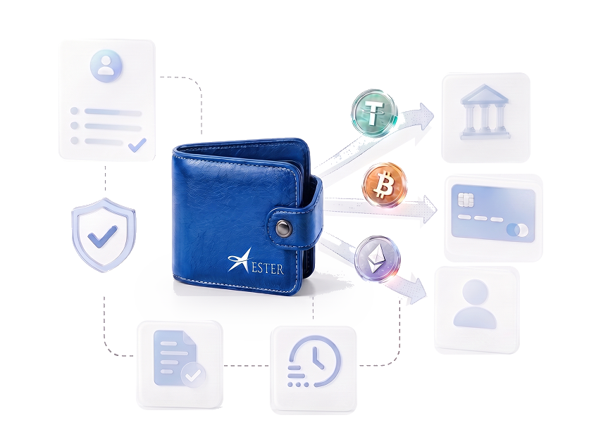 Ester withdrawal request and crypto transfer interface